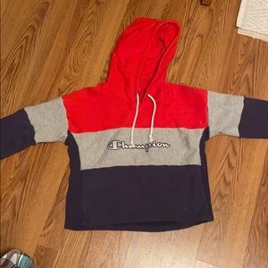 Cropped red gray and blue champion sweatshirt